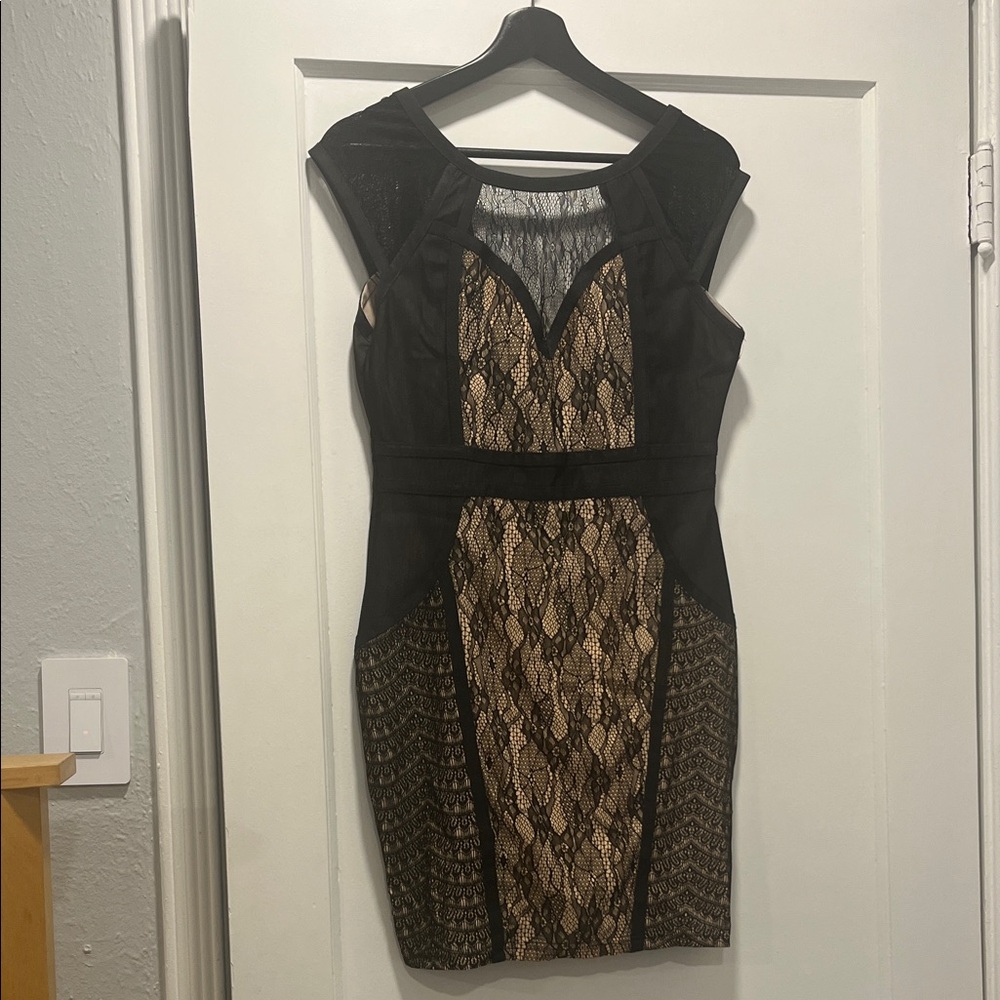 WOW Couture Black and Beige Lace Mini Dress